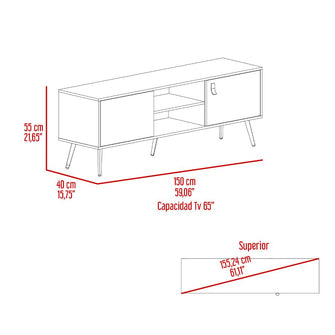 Mesa Para TV Mirabella, Wengue y Miel, Con dos puertas para tv 65"