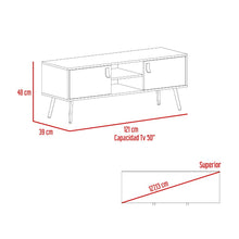 Mesa para TV Lienxo, Blanco y Fresno Europeo, con Espacio para TV hasta 50 Pulgadas