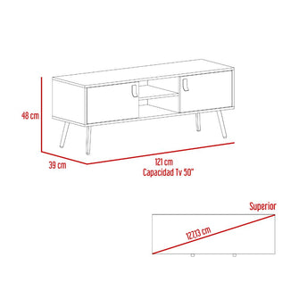 Mesa para TV Lienxo, Blanco y Macadamia, Con Espacio Para TV Hasta 50 Pulgadas