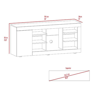 Mesa Para Tv Sahar, Café Claro y Cocoa, para Tv de hasta 65" con una Puerta Abatible y Tres Entrepaños