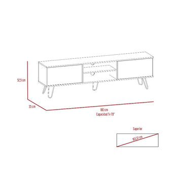 Mesa Para Tv Lara, Caoba y Blanco, Para Televisor de 70 Pulgadas