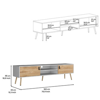 Mesa para TV Huna, Macadamia y Blanco, capacidad para TV de 75'' ZF