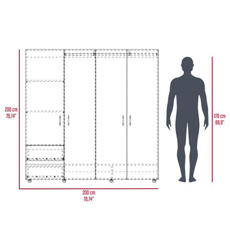 Closet Light 200, Nogal y Wengue, con amplios espacios de almacenamiento