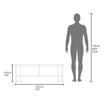 Mesa Para Tv Navi, Nogal Europeo y Blanco, Para Televisor Hasta 55 Pulgadas Con Puerta