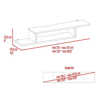 Mesa Para Tv Flotante Dilix, Macadamia y Carbón, con superficie para objetos decorativos