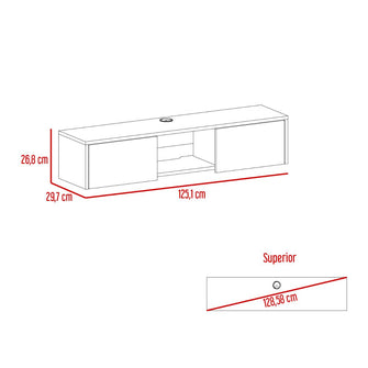 Mesa Para Tv Flotante Gleid, Macadamia, con Dos Puertas Abatibles