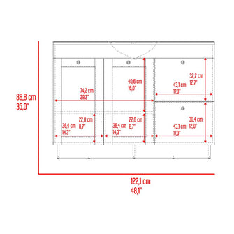 Mueble Para Lavamanos Baluarte, Blanco Duqueza, Incluye lavamanos Praia 48 ZF