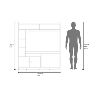 Mesa Para Tv Roy, Bardolino y Blanco, con Espacio Para Televisor de 55 Pulgadas