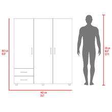 Closet Light, Beige, con Dos Cajones y Tres Puertas Batientes