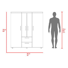 Closet Marcus, Fresno Europeo y Wengue, con Variedad de Entrepaños y Cuatro Puertas Abatibles