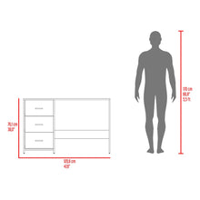 Escritorio Zoelo, Blanco Duqueza, con Tres Cajoneras Manijas Metálicas y Amplio Espacio de Almacenamiento
