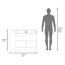Barra de Cocina Lynton, Fresno y Blanco, con 2 Cajones para Guardar Utencilios de Cocina ZF