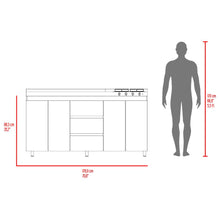 Gabinete Inferior Boreal, Blanco Duqueza y Fresno Europeo, Incluye Meson Haceb Izquierdo con Quemadores