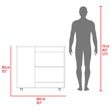 Mesa Auxiliar de Cocina Nigella, Blanco Duqueza y Nolgal, con rodachina y rodachina de freno ZF