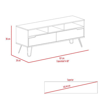 Mesa para TV Cleo, Café Claro y Wengue, con patas de metal