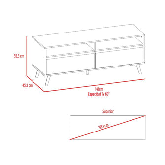 Mesa Para Tv Durham, Café Claro y Blanco, con Espacio Para Televisor de Hasta 60 Pulgadas