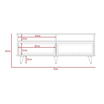 Mesa Para Tv Durham, Café Claro y Blanco, con Espacio Para Televisor de Hasta 60 Pulgadas