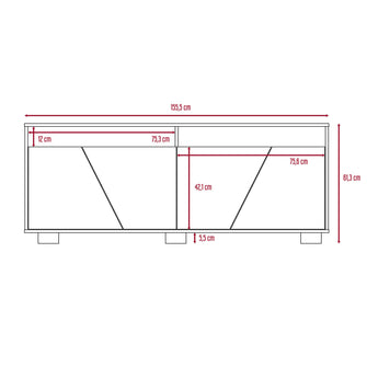 Mesa Para Tv Orus, Miel y Blanco, con Espacio Para Televisor de 70 Pulgadas