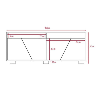 Mesa Para Tv Orus, Miel y Nogal, con Espacio Para Televisor de 70 Pulgadas