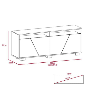 Mesa Para Tv Orus, Miel y Nogal, con Espacio Para Televisor de 70 Pulgadas