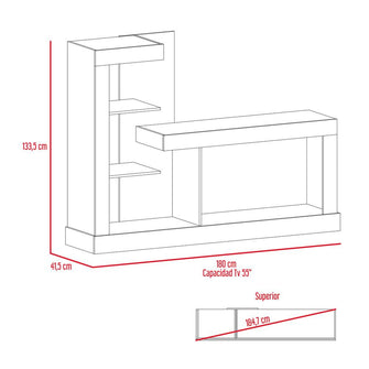 Mesa Para Tv Samir, Miel y Blanco, con Espacio Para Televisor de Hasta 55 Pulgadas