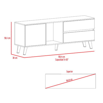 Mesa Para Tv Nashira, Fresno Europeo y Plata Oscuro, con Espacio Para Televisor de Hasta 65 Pulgadas