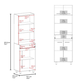 Modulo Microondas Eris, Fresno Europeo y Blanco Duqueza, con cuatro puertas abatible ZF