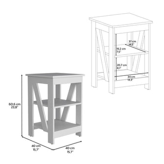 Mesa Auxiliar Baylot, Blanco, con espacios para colocar objetos decorativos ZF