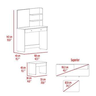 Mueble Tocador Rouse, Blanco Duqueza, espacio para ubicar Maquillaje