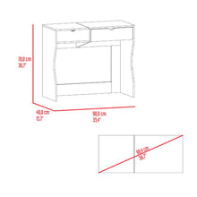 Mueble Tocador Perlak, Cartagena y Blanco, con Dos Cajones