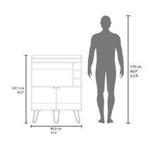 Bar Tory, Blanco y Fresno Europeo, con  espacio para ubicar licores y objetos decorativos ZF