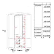Closet Esquinero Tolu, Wengue, con tres cajones y múltiples espacios ZF