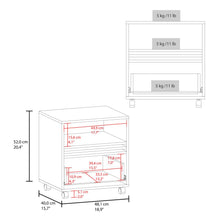Mesa de Noche Vanez, Fresno Europeo y Wengue, con rodachinas ZF