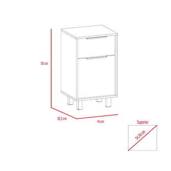 Mesa de Noche Wesley, Miel y Blanco, con Una Puerta y Un Cajón Organizador