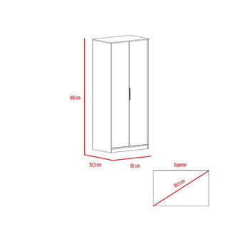 Closet Wesley, Miel y Blanco, con Un Tubo Cromado y Dos Puertas Batientes