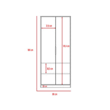Closet Wesley, Miel y Blanco, con Un Tubo Cromado y Dos Puertas Batientes