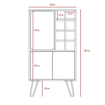 Bar Lara, Caoba y Blanco Perla, con dos Puertas y Amplio espacio para Almacenamiento.