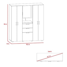 Closet Camelia, Blanco, con Dos Cajones, Seis Puertas y Tubos Metalicos