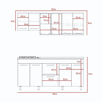 Cocina Integral Laurel, Castaño y Blanco, Incluye Mesón Izquierdo En Acero Inoxidable y Campana