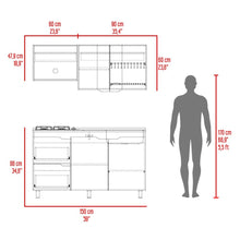 Cocina Integral Mound, Café Claro y Wengue, Incluye Mesón Derecho en Acero ZF