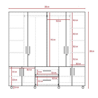 Closet Dallas, Beige y Blanco, con Ocho Puertas Abatibles y Dos Cajones Organizadores Fld