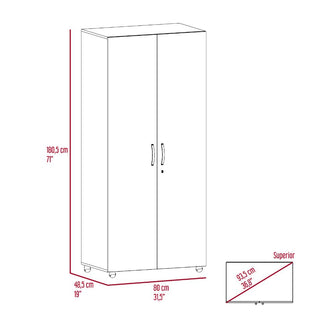 Closet Otán, Marrón y Blanco, con Dos Puertas Abatibles con Cerradura y Variedad de Entrepaños