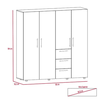 Closet Poche, Wengue, con Tres Cajones Organizadores y Cuatro Puertas Abatibles