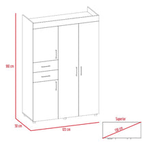Closet Tulipán, Wengue, con Dos Cajones Amplios y Cuatro Puertas Abatibles
