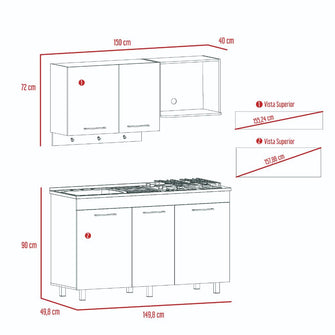 Cocina Integral Kane, Wengue y Miel, Incluye Mesón Izquierdo En Acero Inoxidable