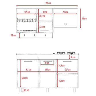 Cocina Integral Kane, Wengue y Miel, Incluye Mesón Izquierdo En Acero Inoxidable