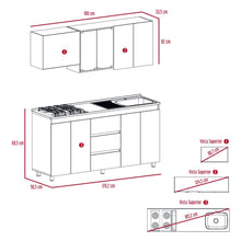 Cocina Integral Polux, Gris y Blanco, Incluye Mesón Derecho Hc