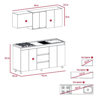 Cocina Integral Polux, Gris y Blanco, Incluye Mesón Derecho Hc