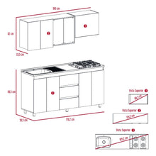 Cocina Integral Polux, Gris y Blanco, Incluye Mesón Izquierdo Hc