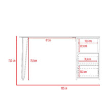 Escritorio Owen, Castaño y Blanco, con Un Entrepaño y Dos Cajones